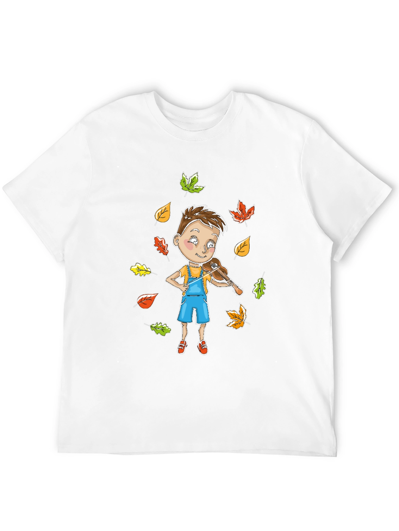 Boy Playing Violin in Autumn Leaves T-Shirt