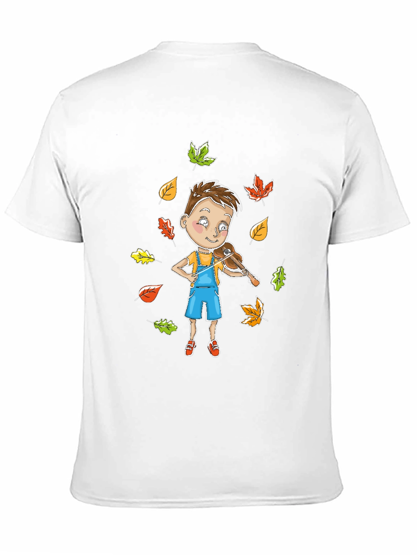 Boy Playing Violin in Autumn Leaves T-Shirt