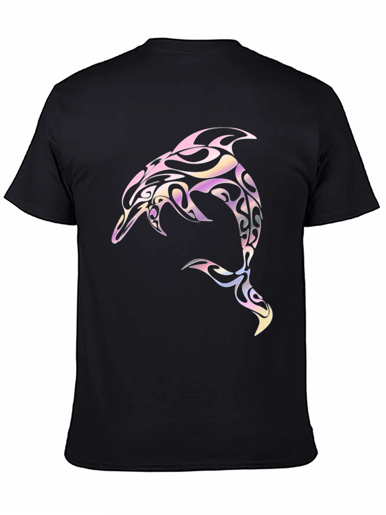 Tribal Dolphin Graphic Tee - Black Cotton Blend