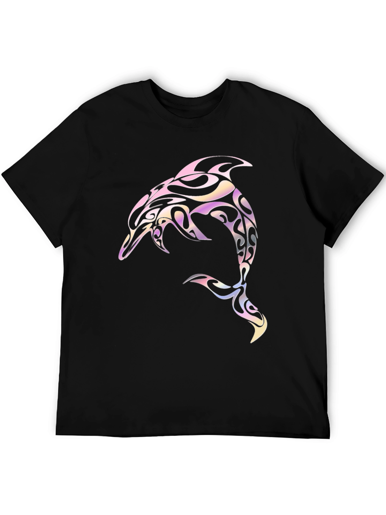 Tribal Dolphin Graphic Tee - Black Cotton Blend