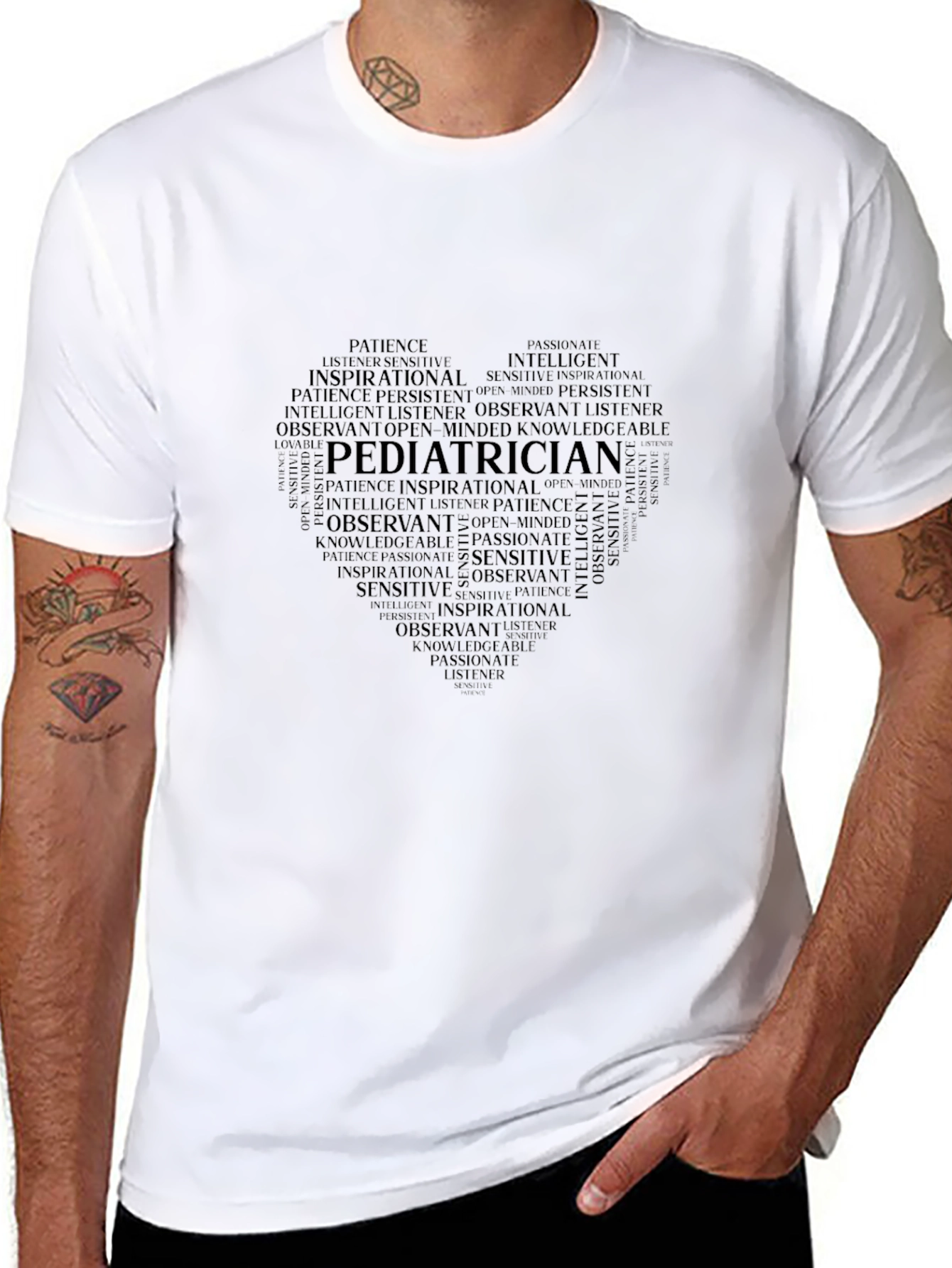 Pediatrician Word Art Heart Graphic T-Shirt