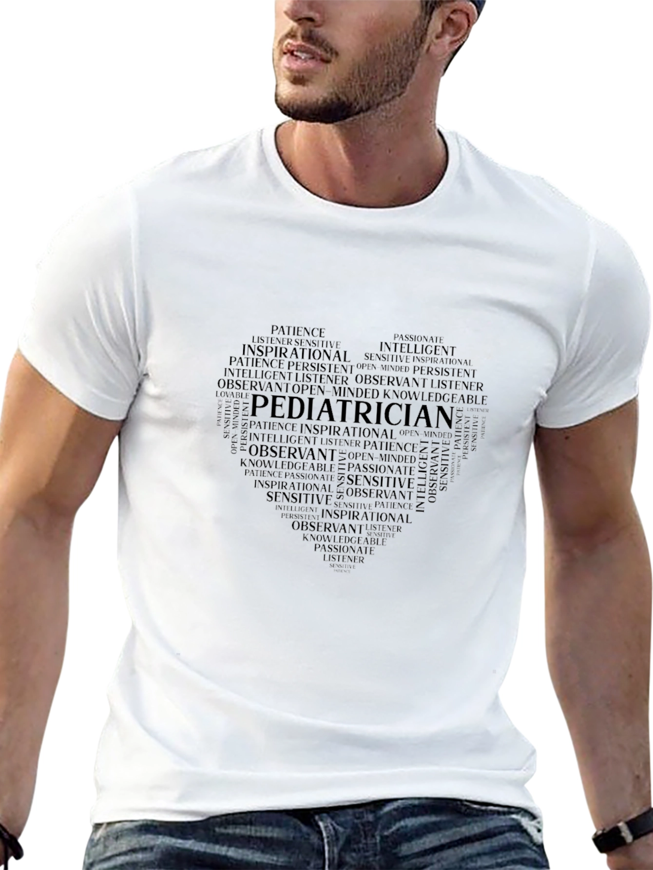 Pediatrician Word Art Heart Graphic T-Shirt