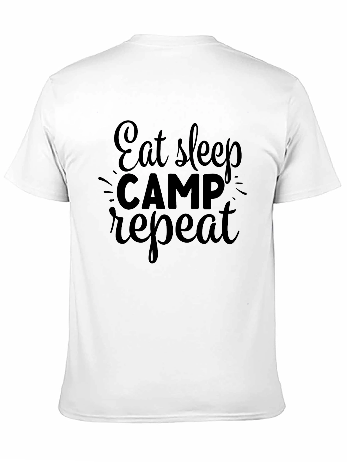 Eat Sleep Camp Repeat Black Graphic Tee