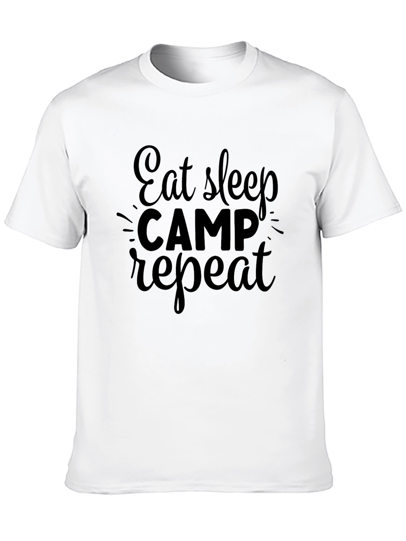 Eat Sleep Camp Repeat Black Graphic Tee