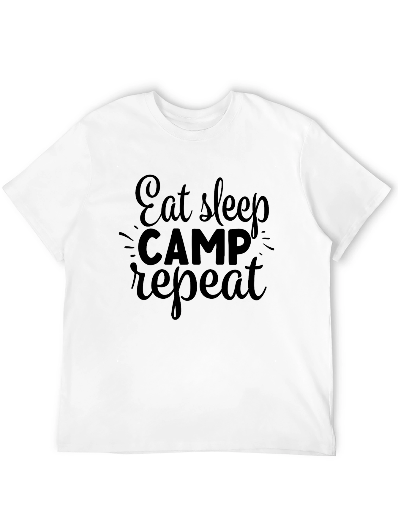 Eat Sleep Camp Repeat Black Graphic Tee