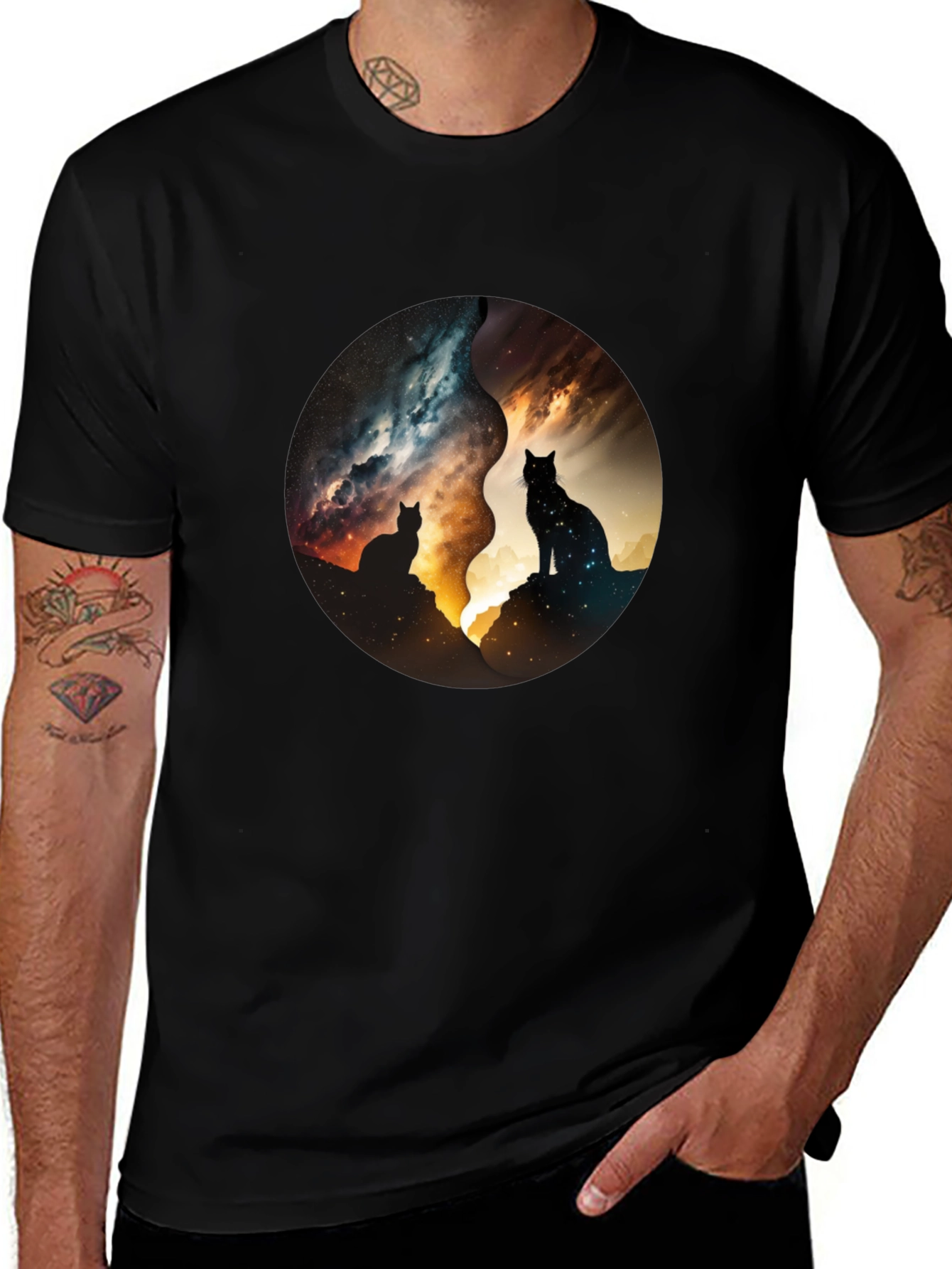 Yin Yang Cats Galaxy Tee