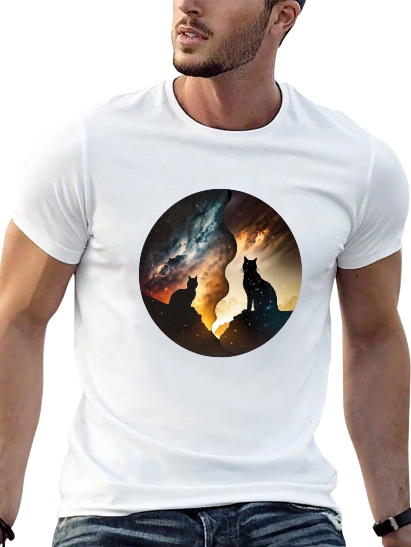Yin Yang Cats Galaxy Tee