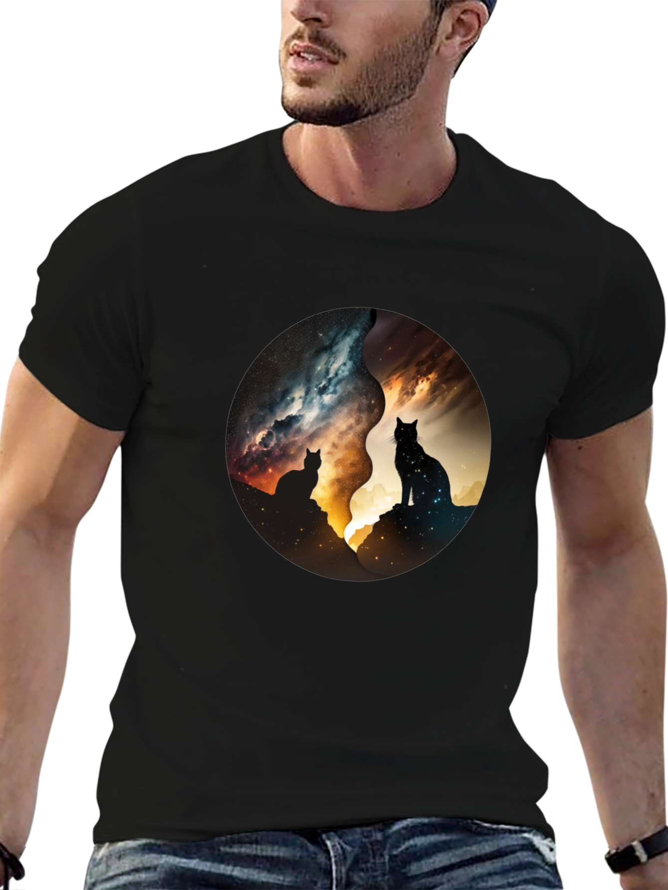 Yin Yang Cats Galaxy Tee