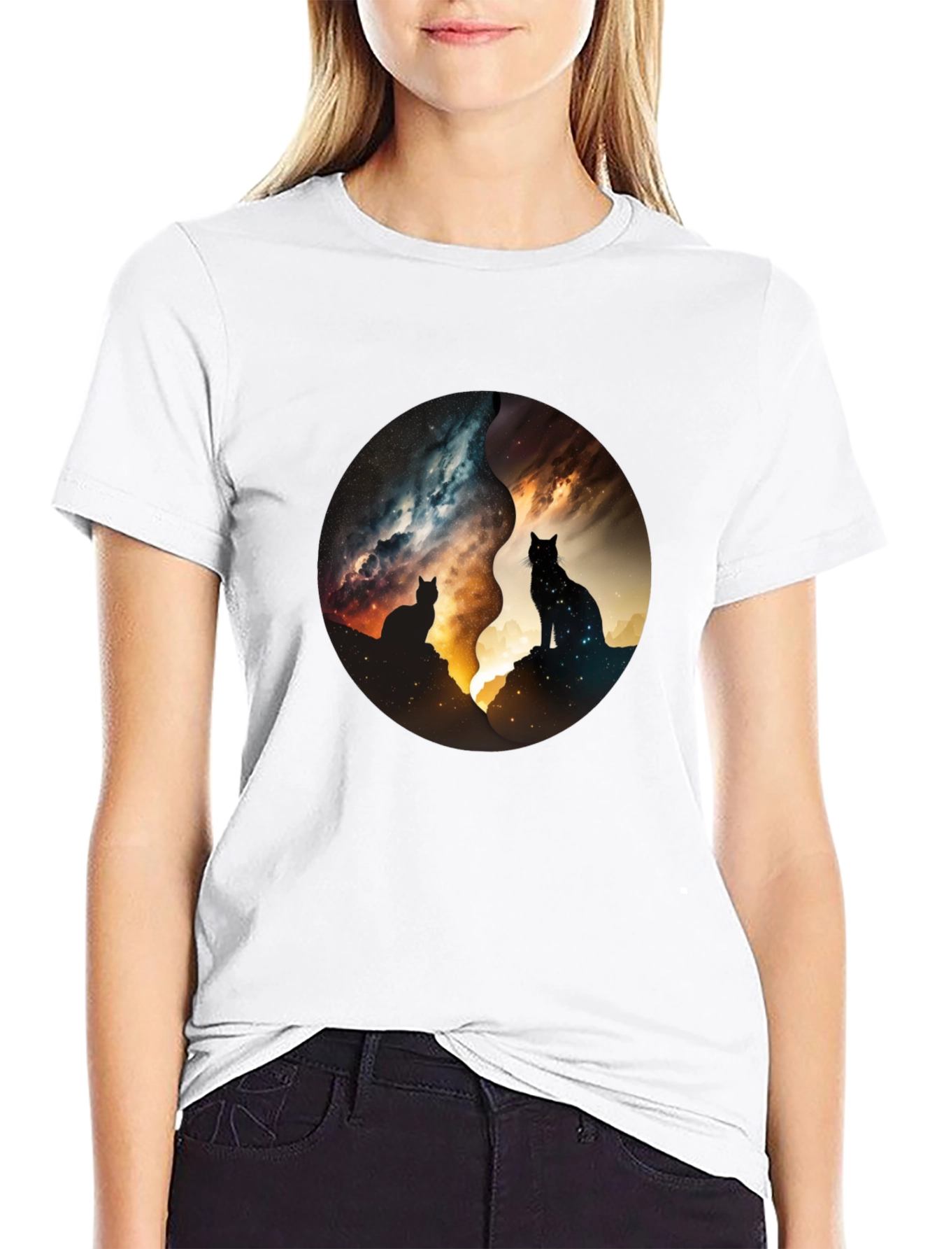 Yin Yang Cats Galaxy Tee