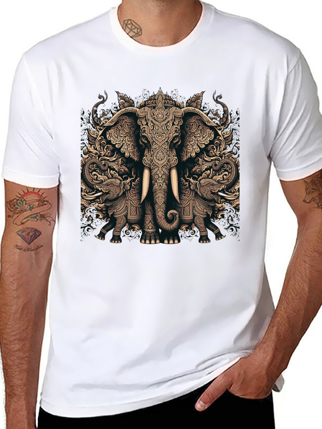 Elephant Graphic Print Black T-Shirt