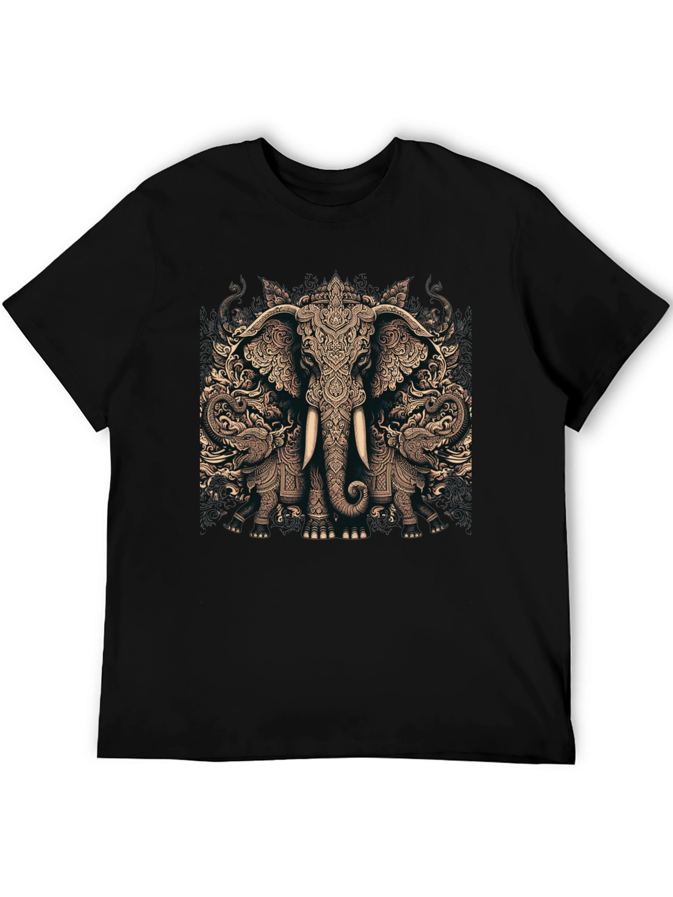 Elephant Graphic Print Black T-Shirt