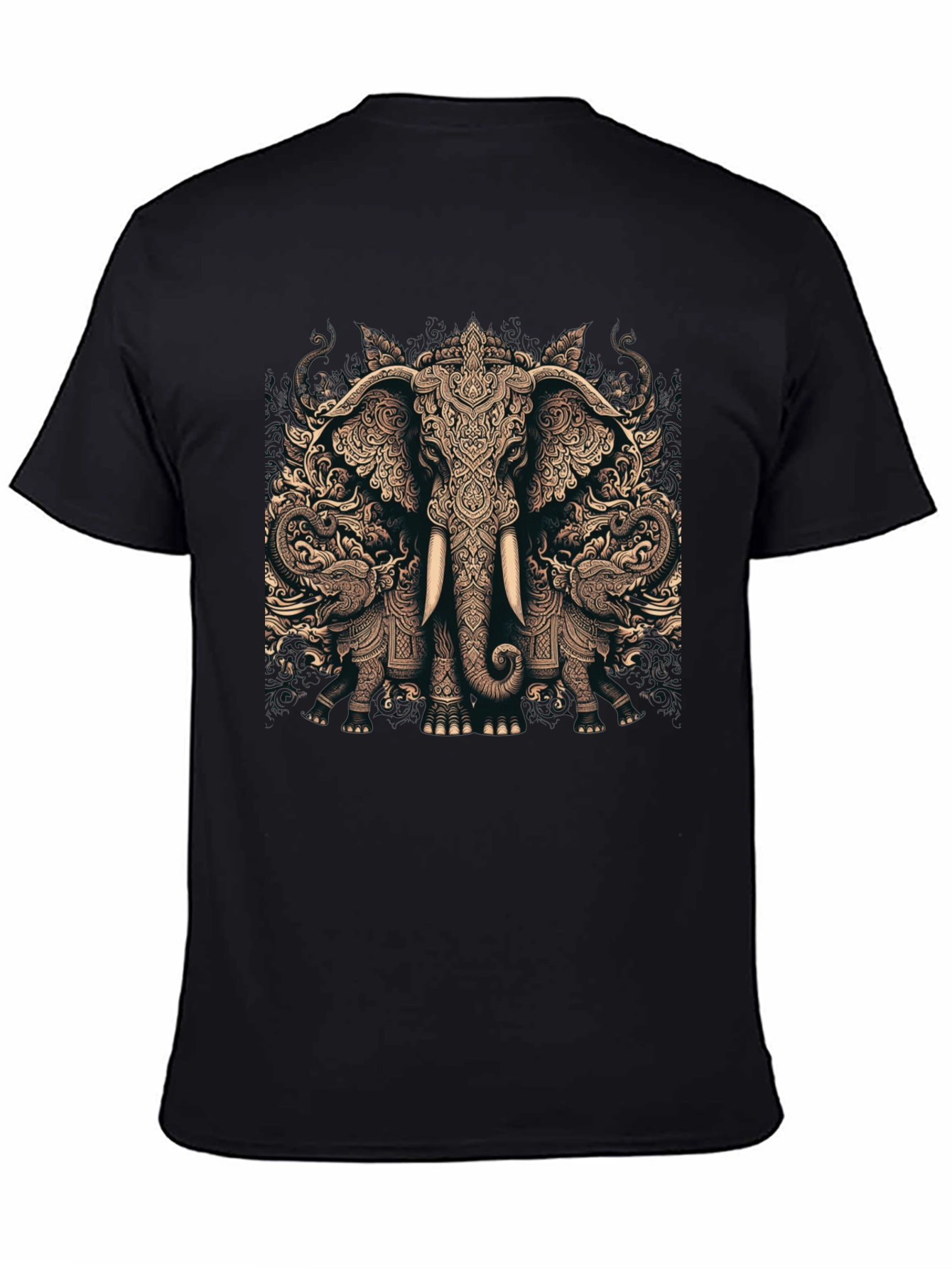 Elephant Graphic Print Black T-Shirt