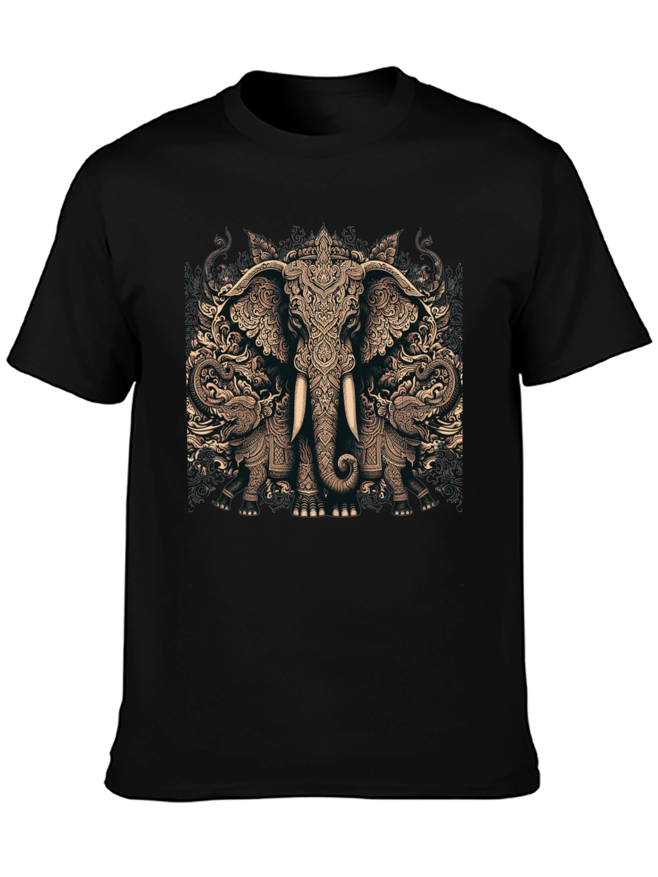 Elephant Graphic Print Black T-Shirt