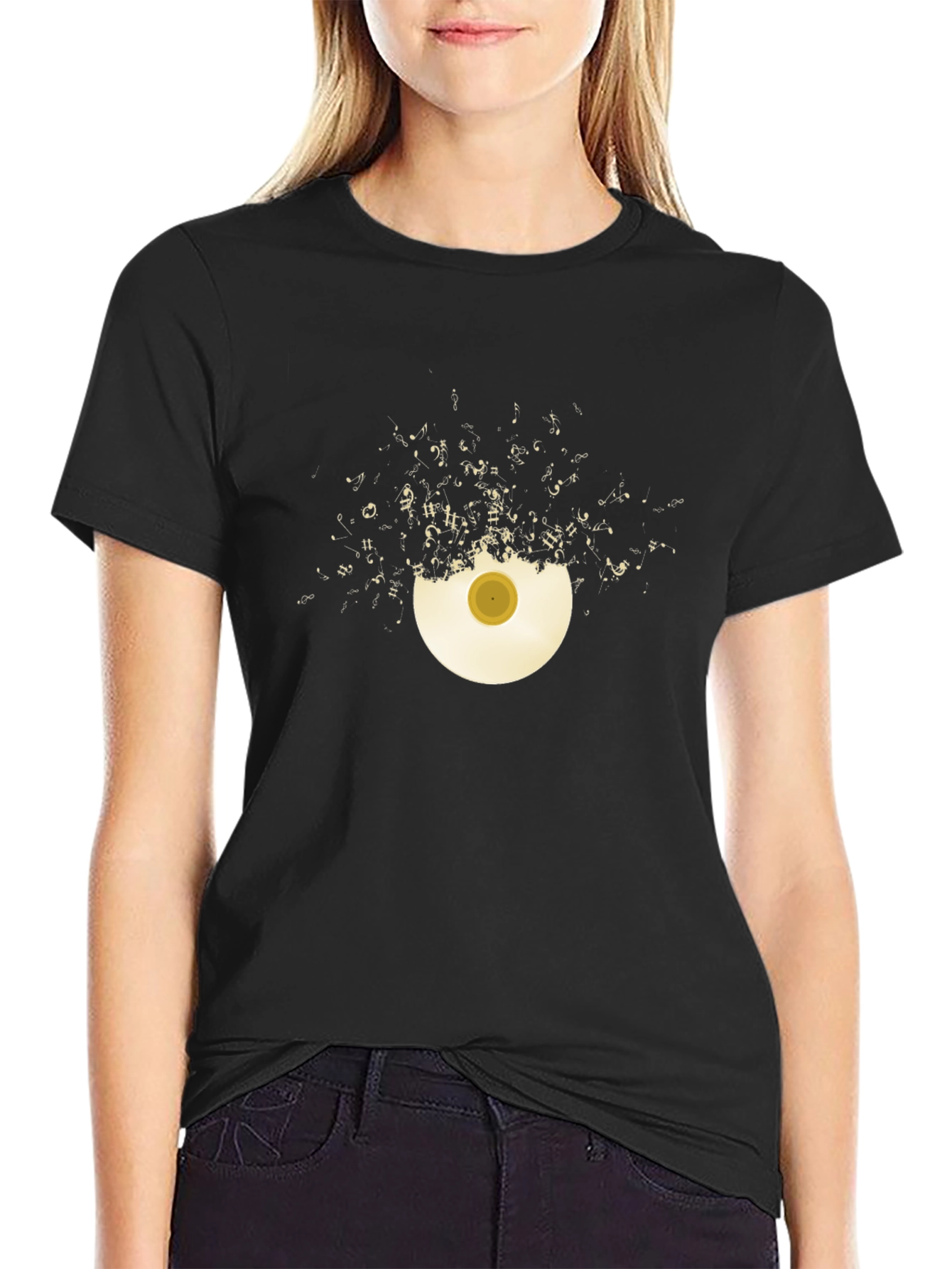 Music Note Vinyl Record Graphic T-Shirt