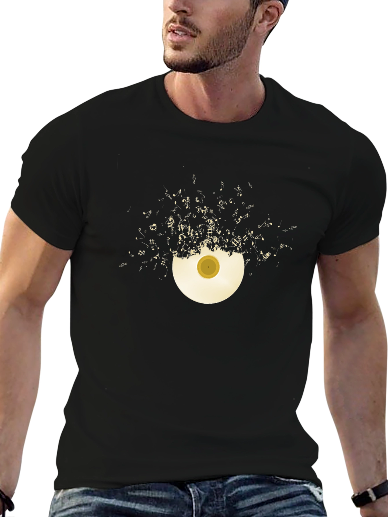 Music Note Vinyl Record Graphic T-Shirt