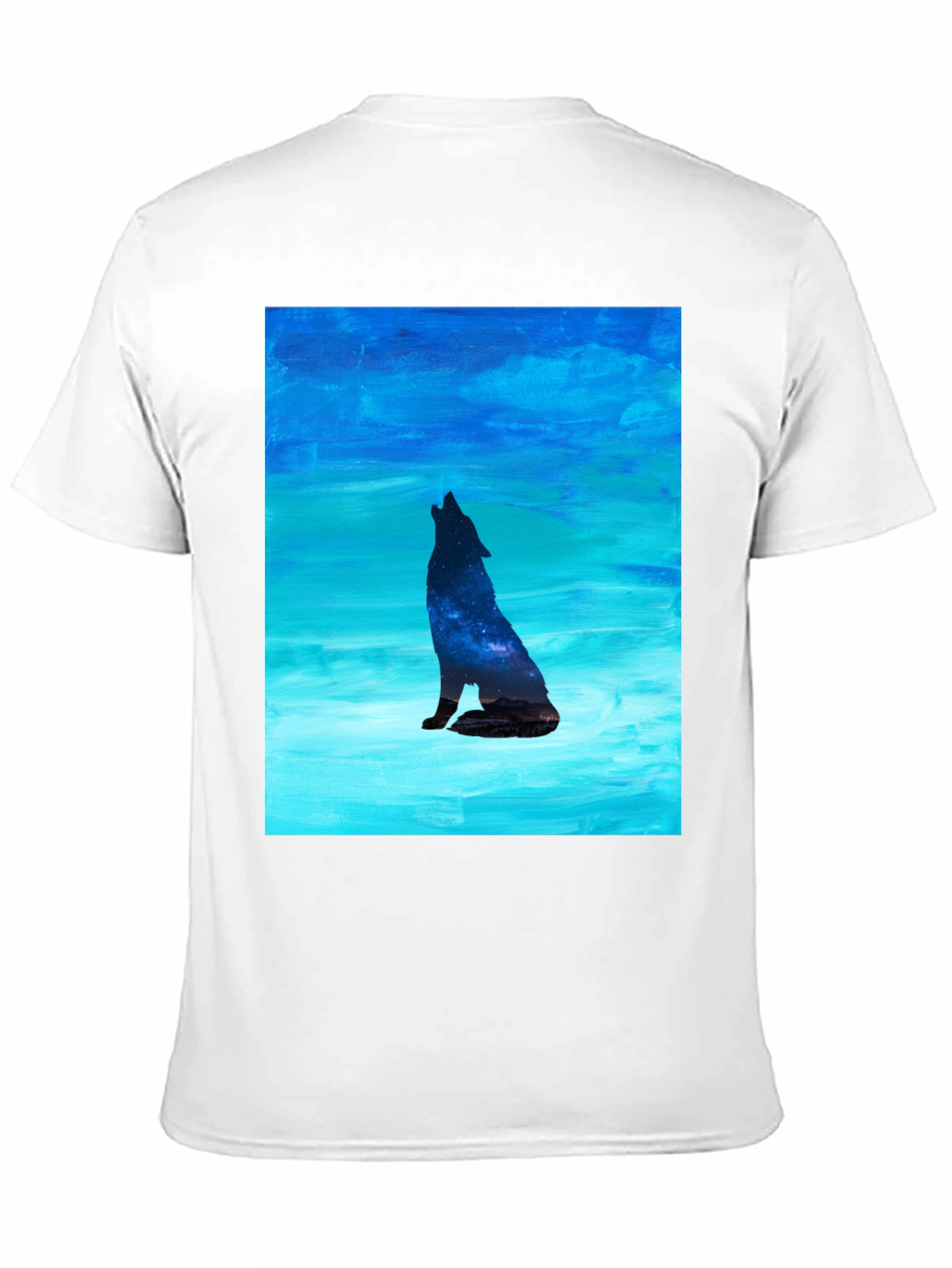 Howling Wolf Galaxy Print Black T-Shirt