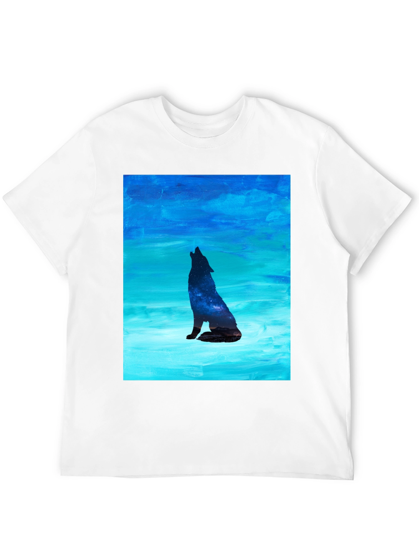 Howling Wolf Galaxy Print Black T-Shirt