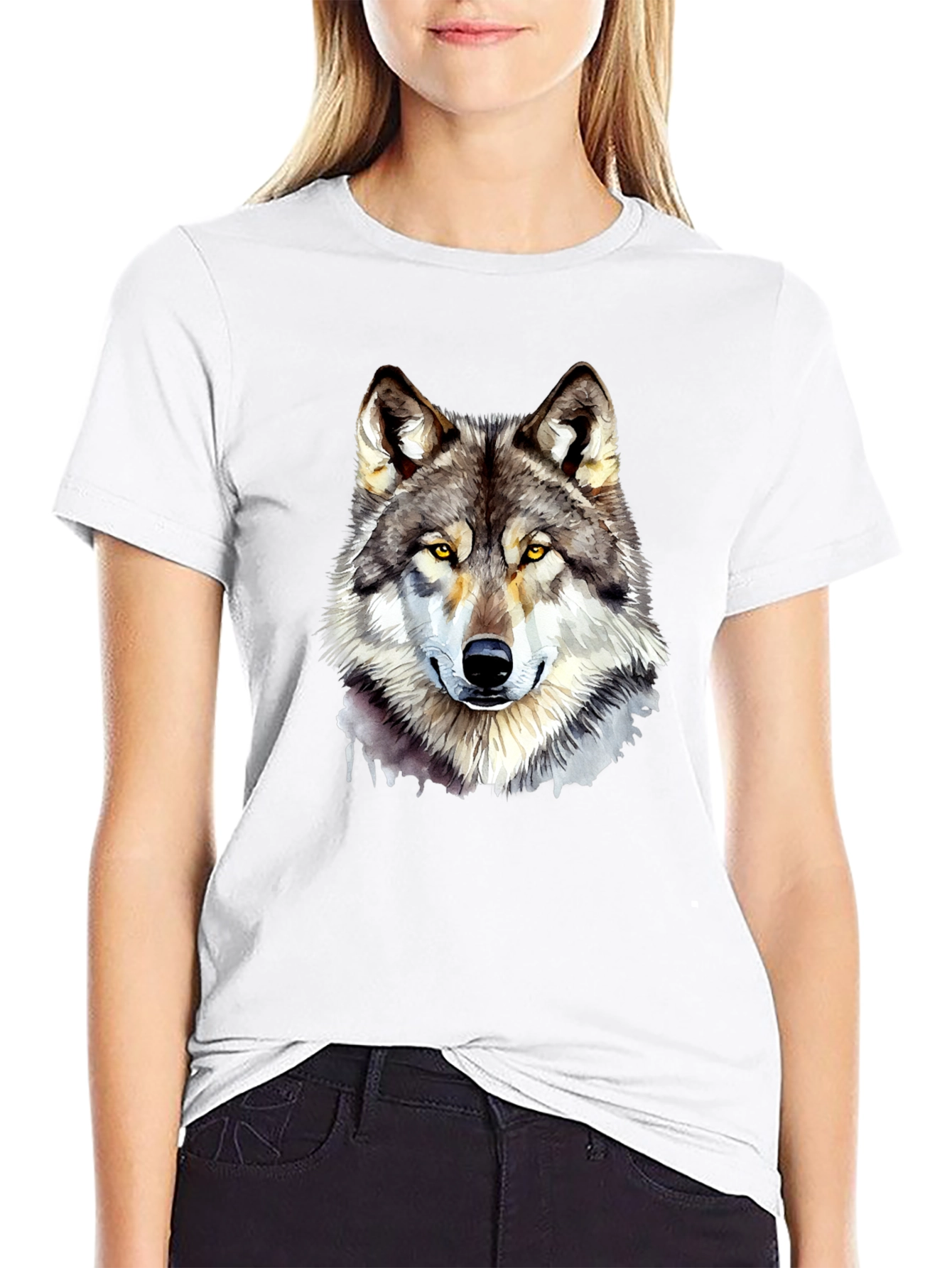 Wolf Graphic Print Black T-Shirt