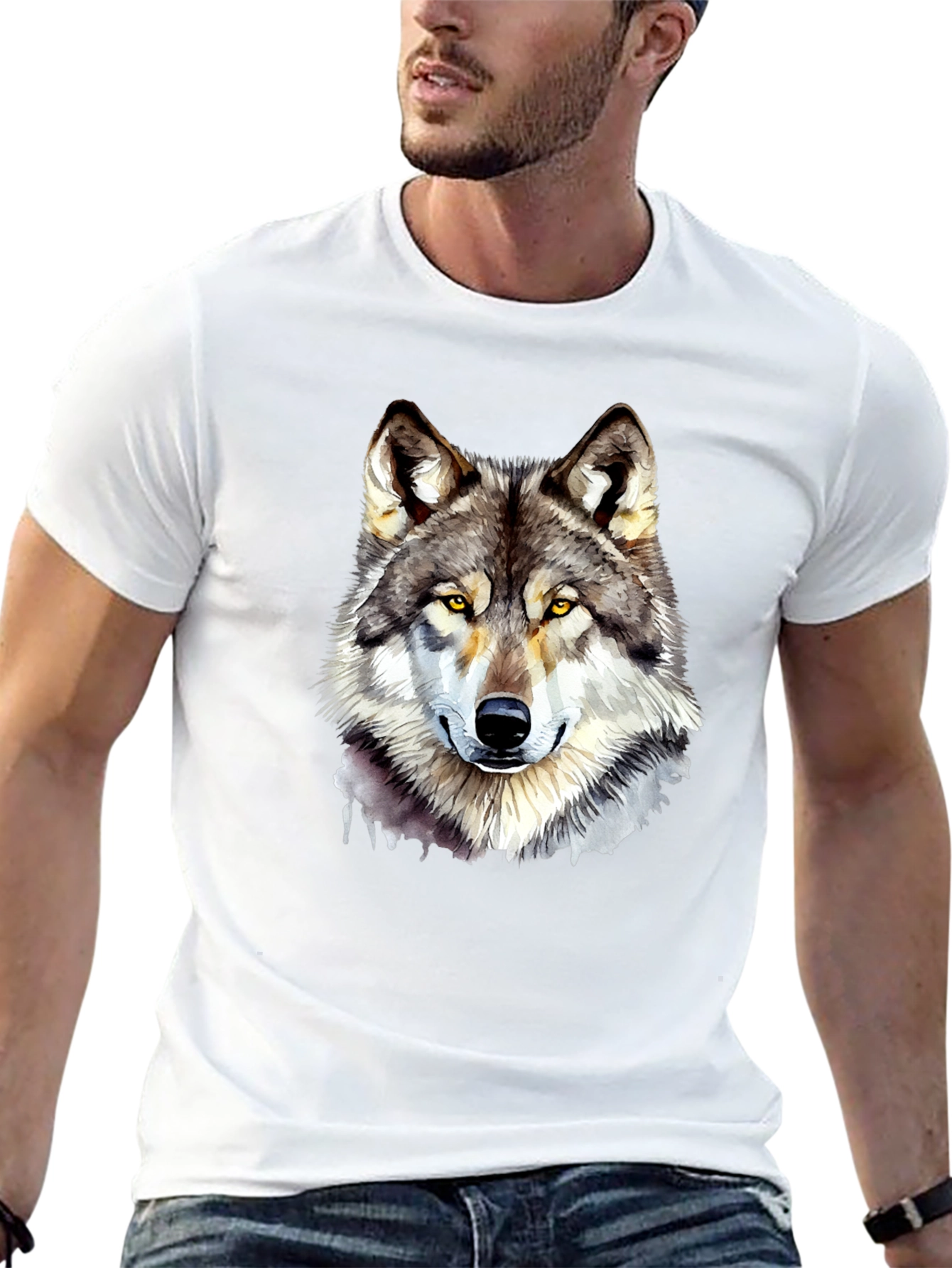 Wolf Graphic Print Black T-Shirt
