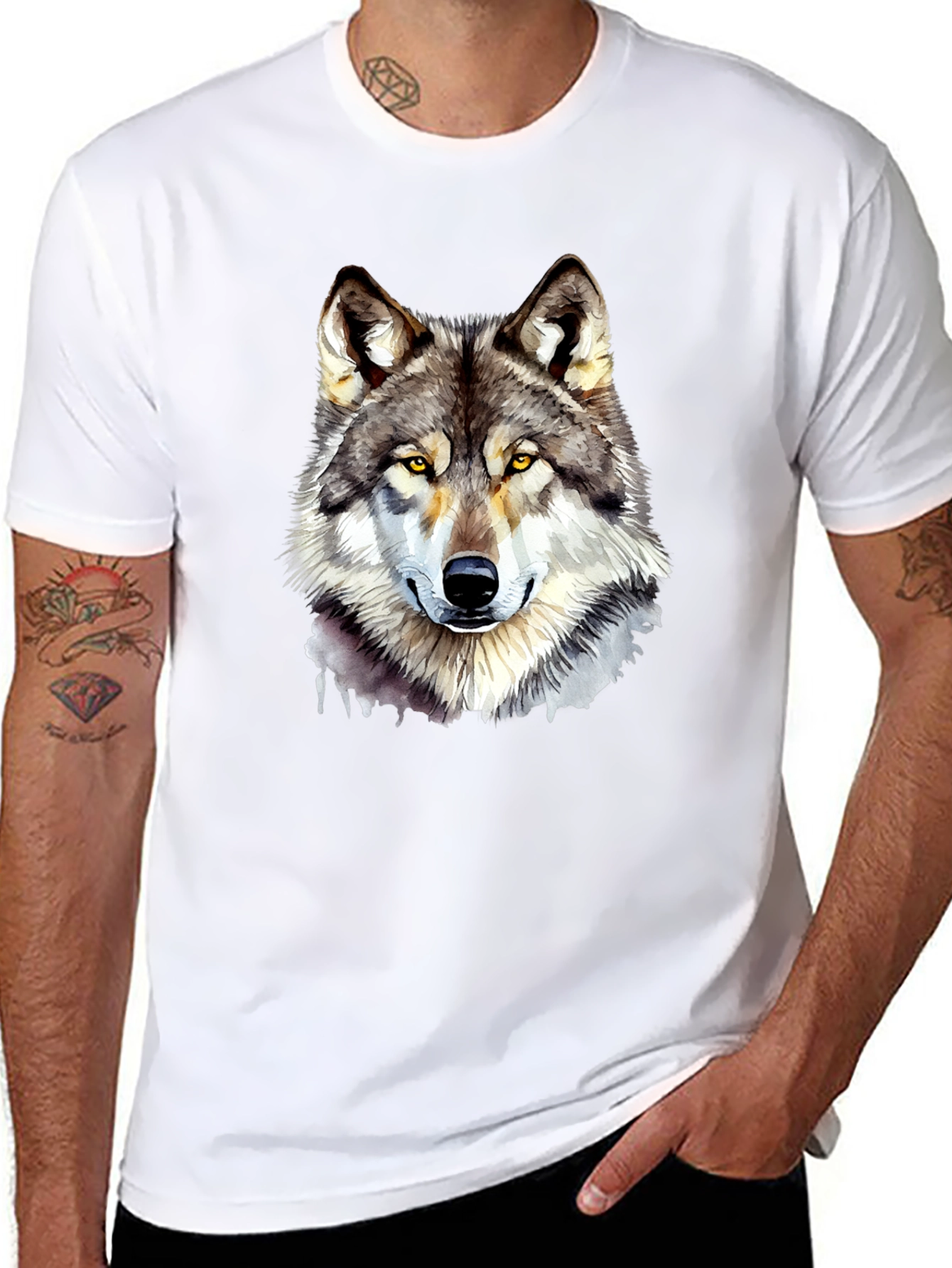 Wolf Graphic Print Black T-Shirt