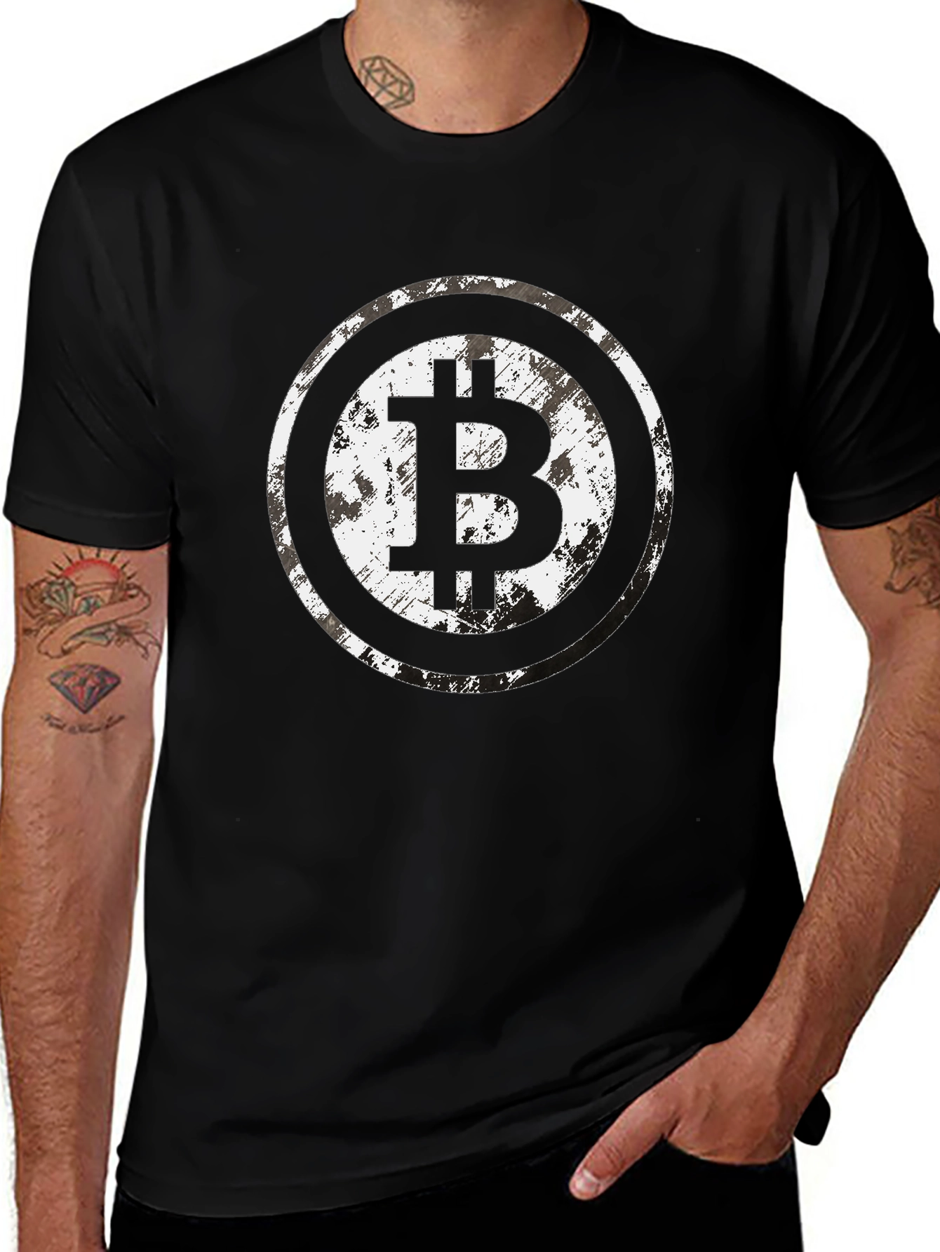 Bitcoin Grunge Circle Tee - Crypto Currency T-Shirt