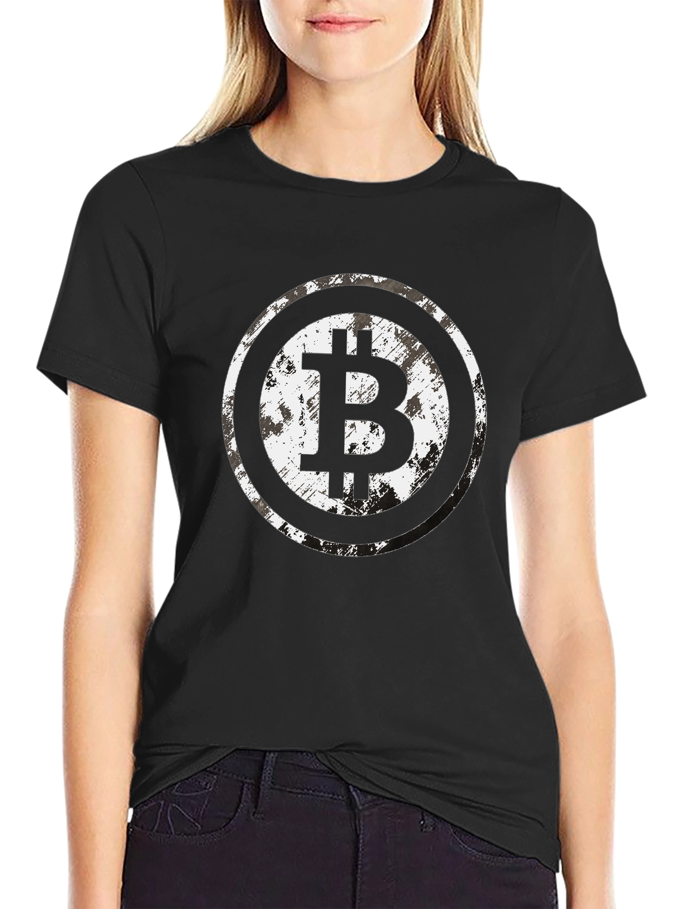 Bitcoin Grunge Circle Tee - Crypto Currency T-Shirt