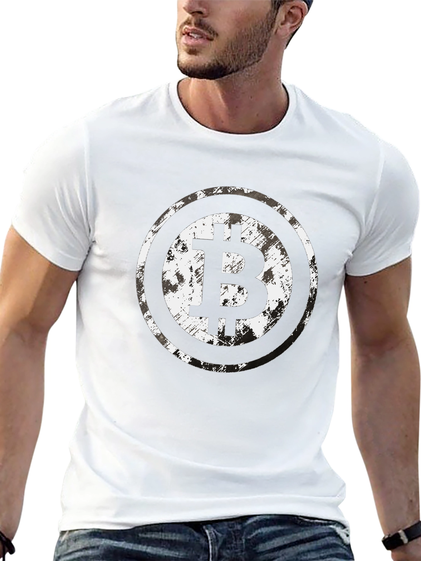 Bitcoin Grunge Circle Tee - Crypto Currency T-Shirt