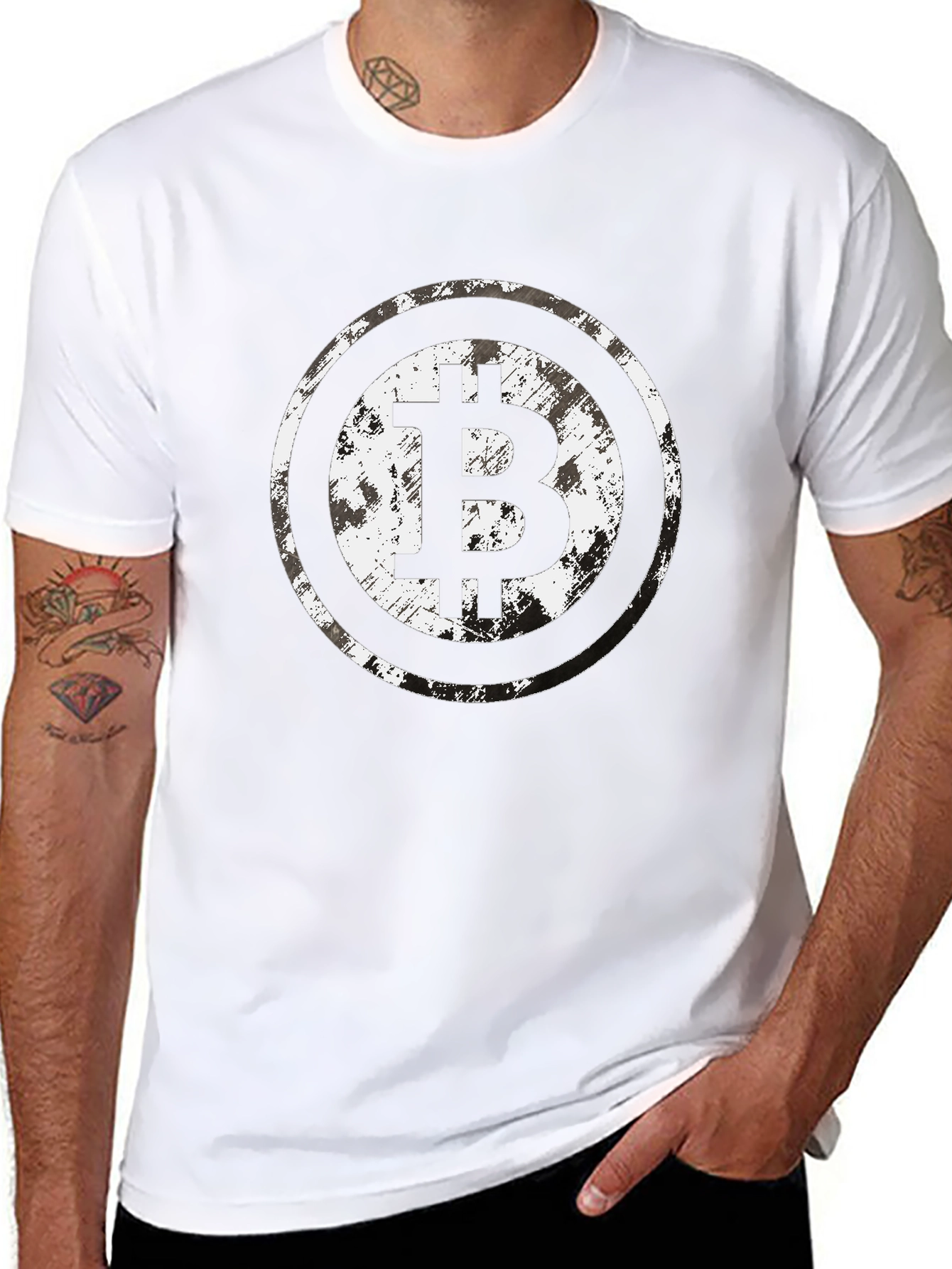 Bitcoin Grunge Circle Tee - Crypto Currency T-Shirt