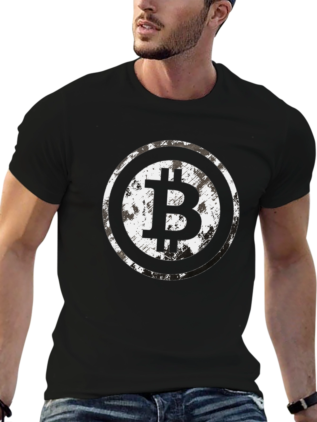 Bitcoin Grunge Circle Tee - Crypto Currency T-Shirt