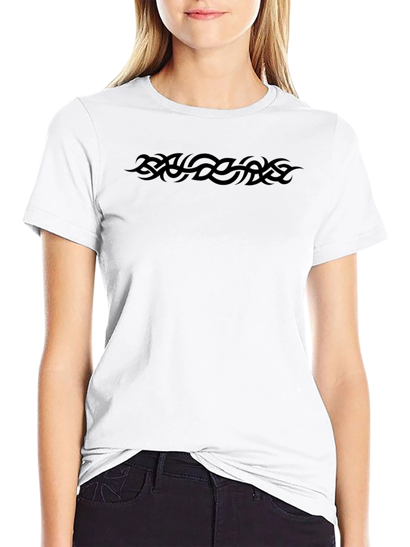 Black Tribal Text Graphic T-Shirt