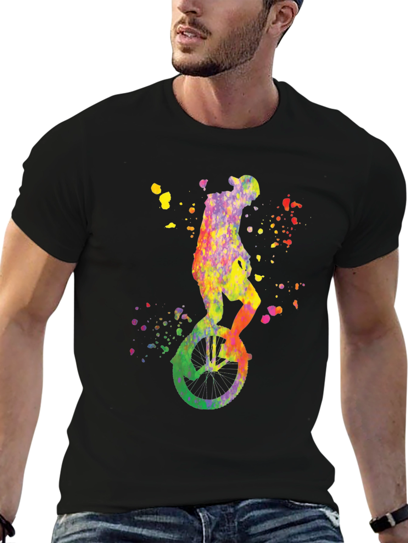 Watercolor Unicycle Graphic T-Shirt