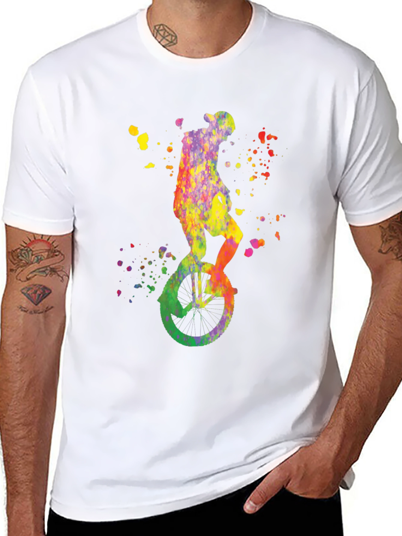 Watercolor Unicycle Graphic T-Shirt