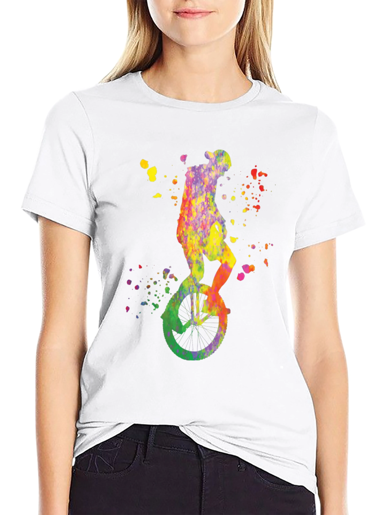Watercolor Unicycle Graphic T-Shirt