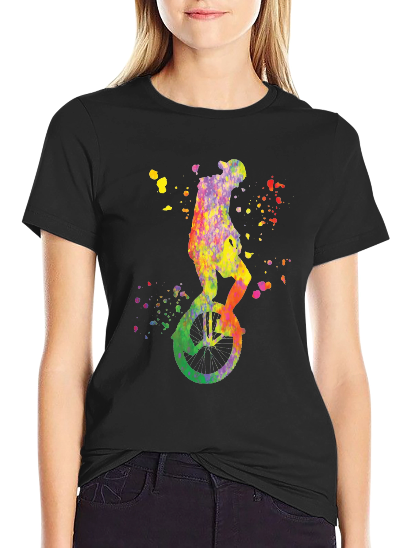 Watercolor Unicycle Graphic T-Shirt
