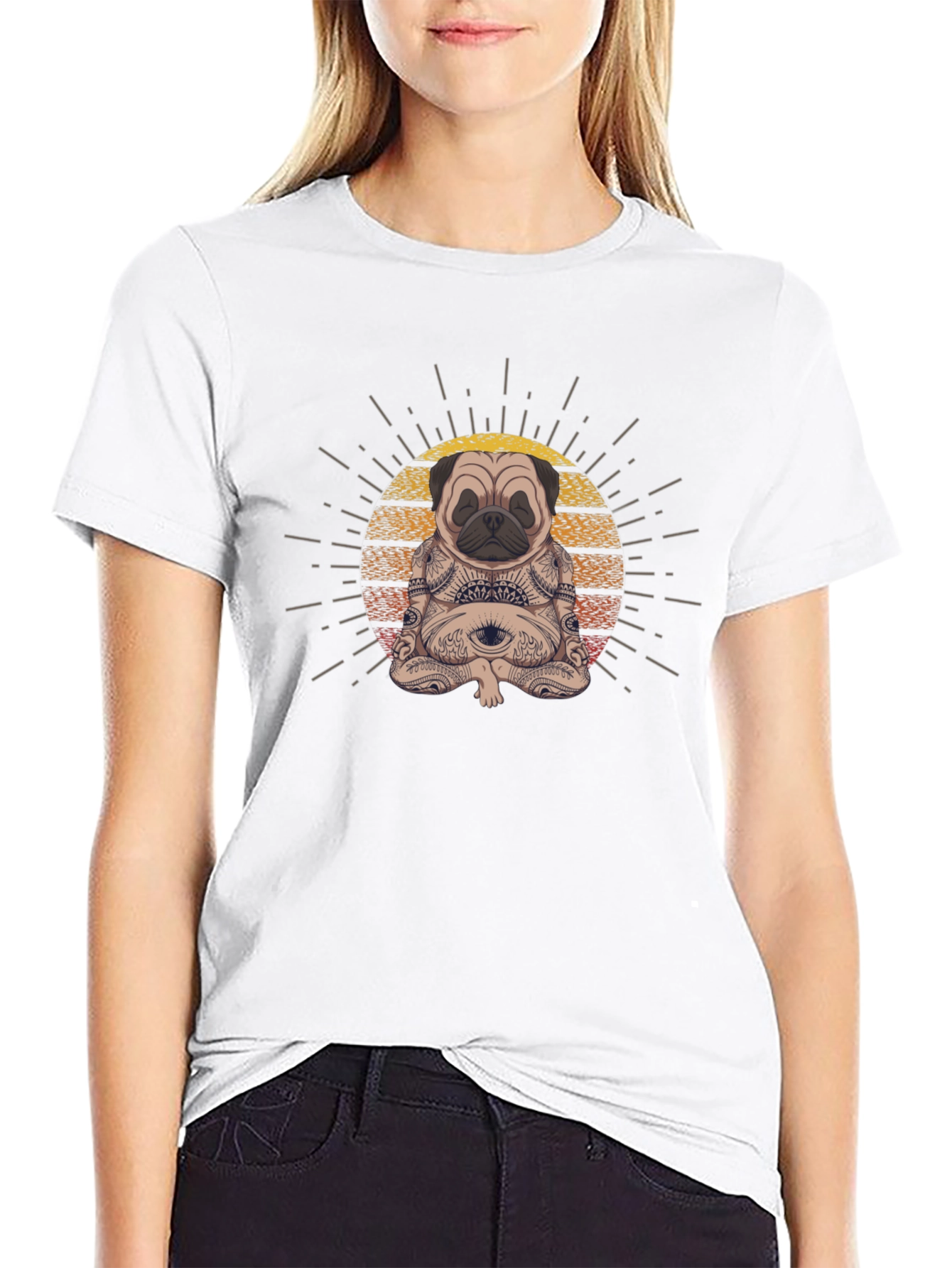 Meditating Pug Graphic Tee - Zen Vibes
