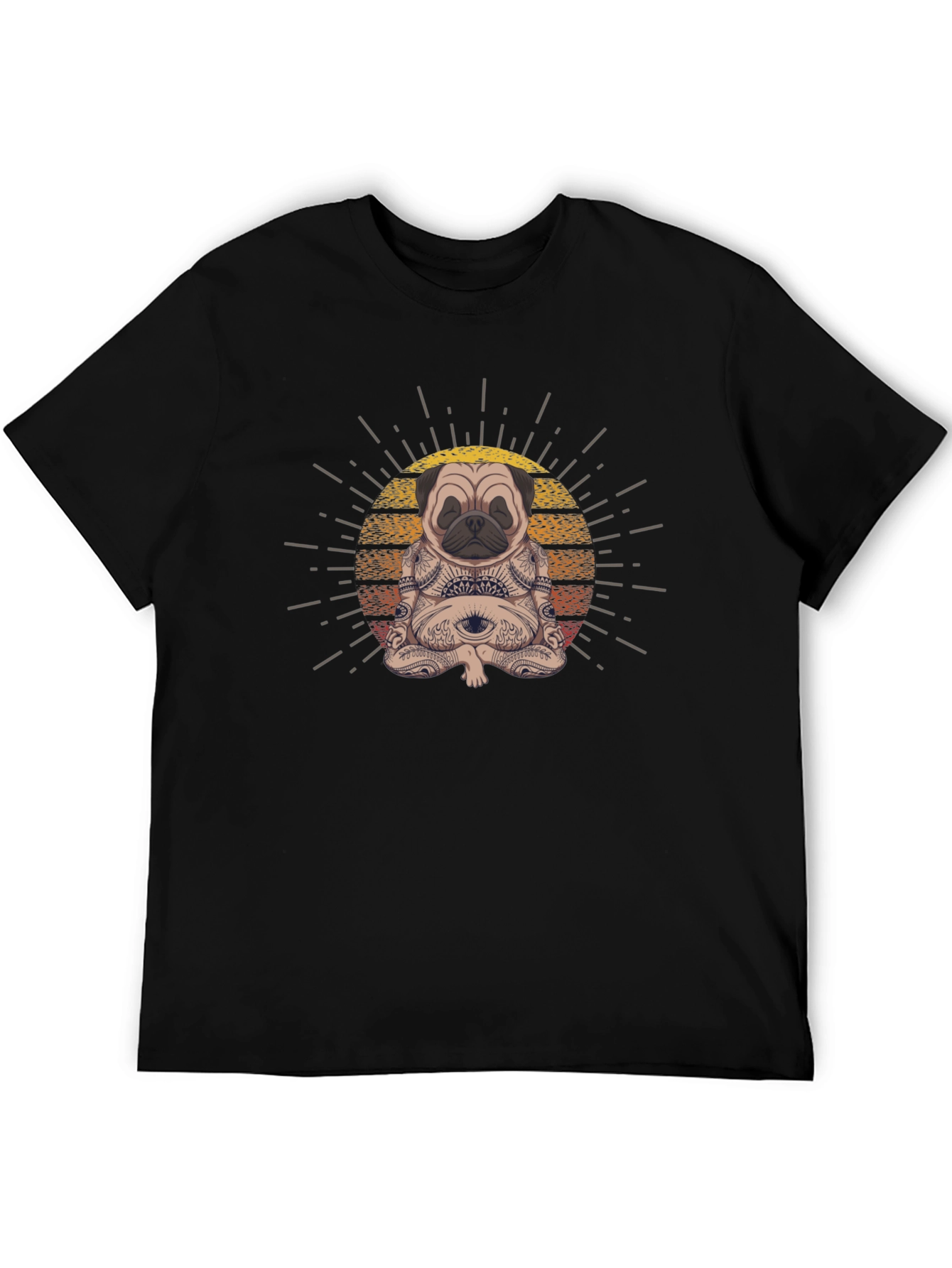 Meditating Pug Graphic Tee - Zen Vibes