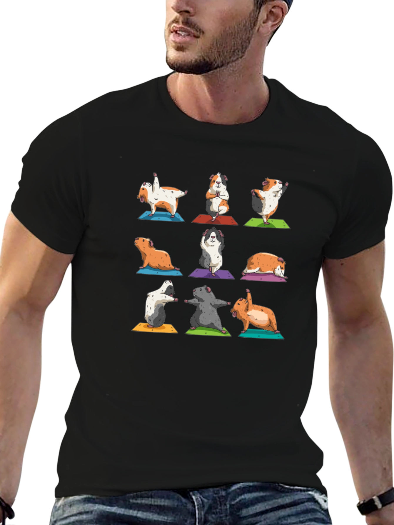 Guinea Pig Yoga Black T-Shirt