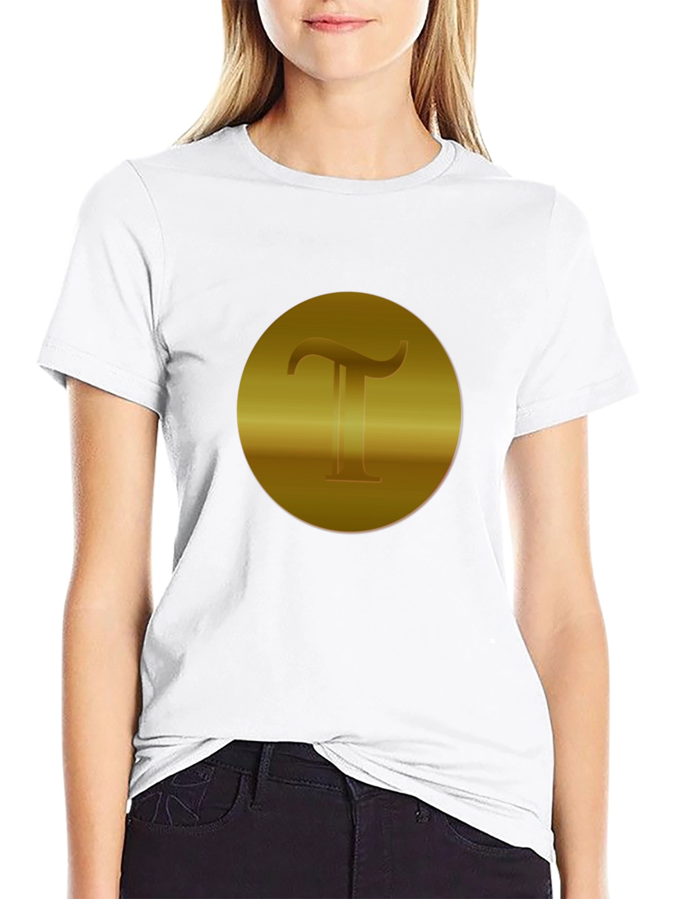 Golden T Design Black T-Shirt