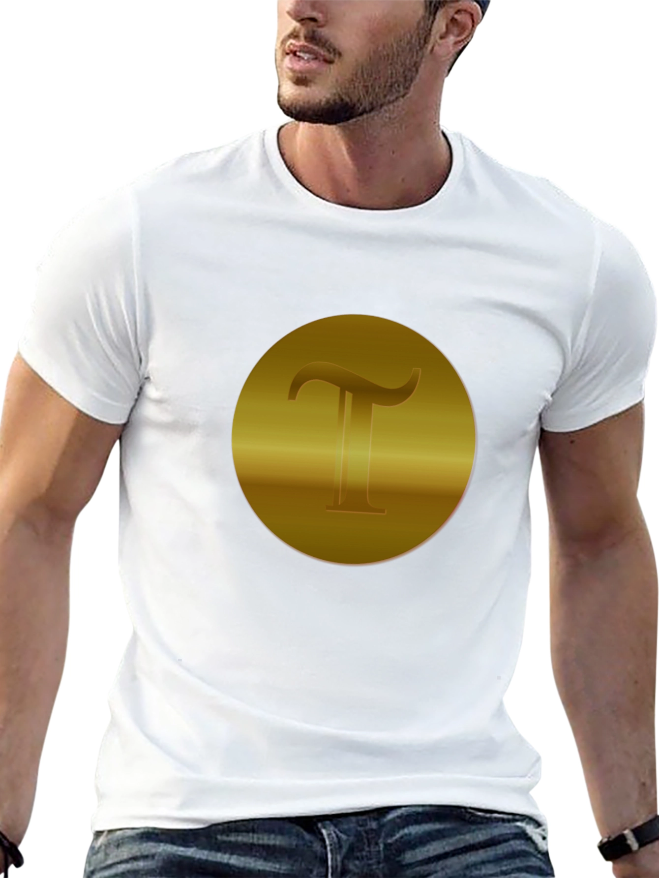 Golden T Design Black T-Shirt