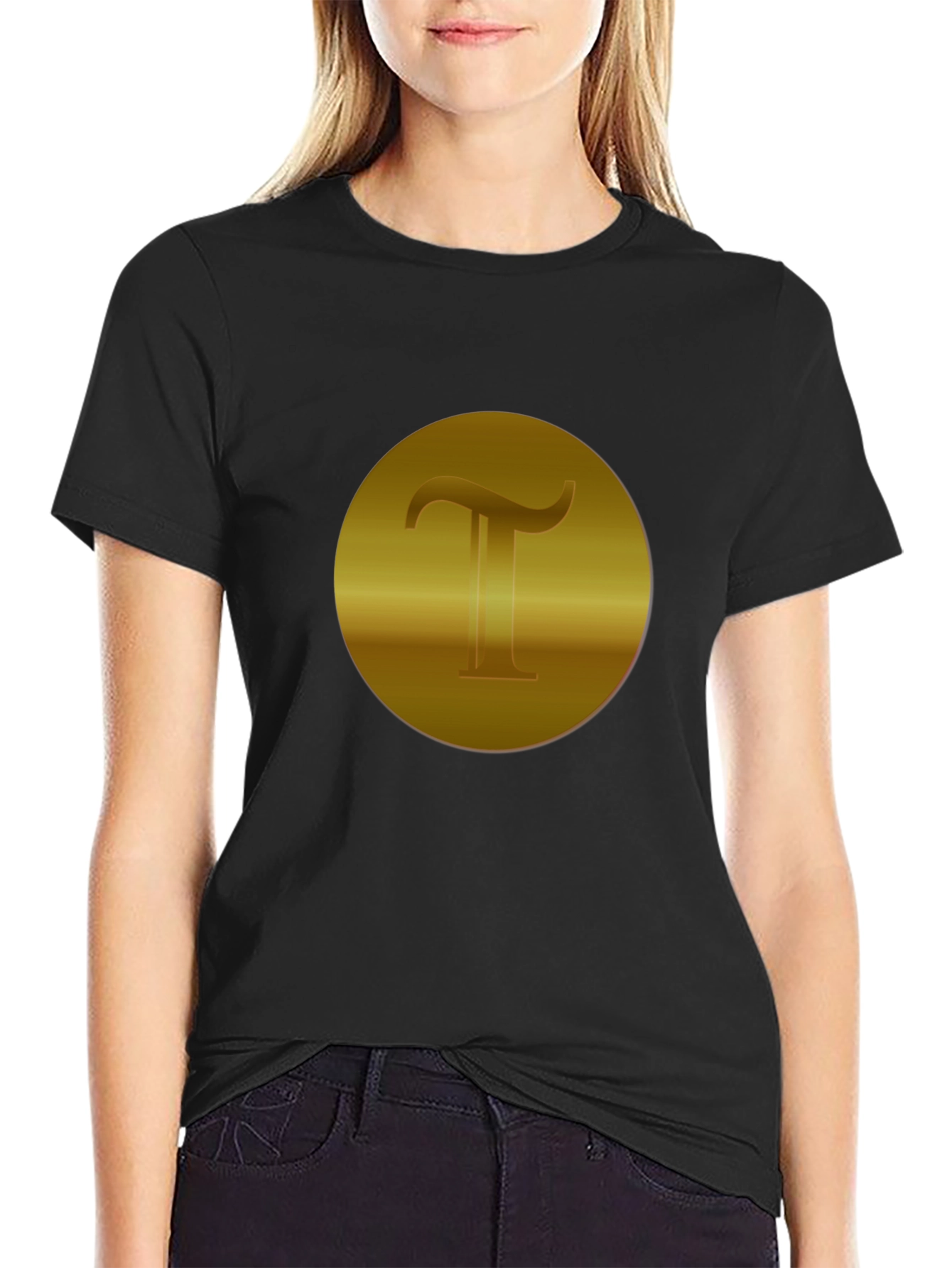 Golden T Design Black T-Shirt