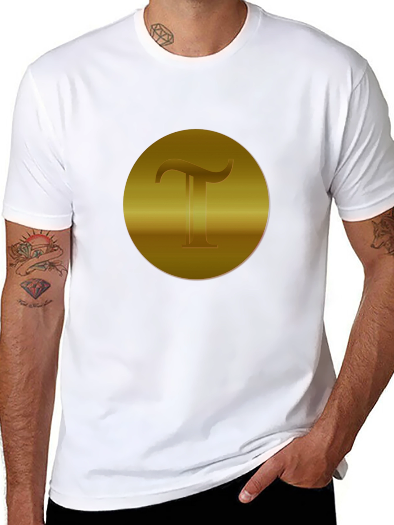 Golden T Design Black T-Shirt