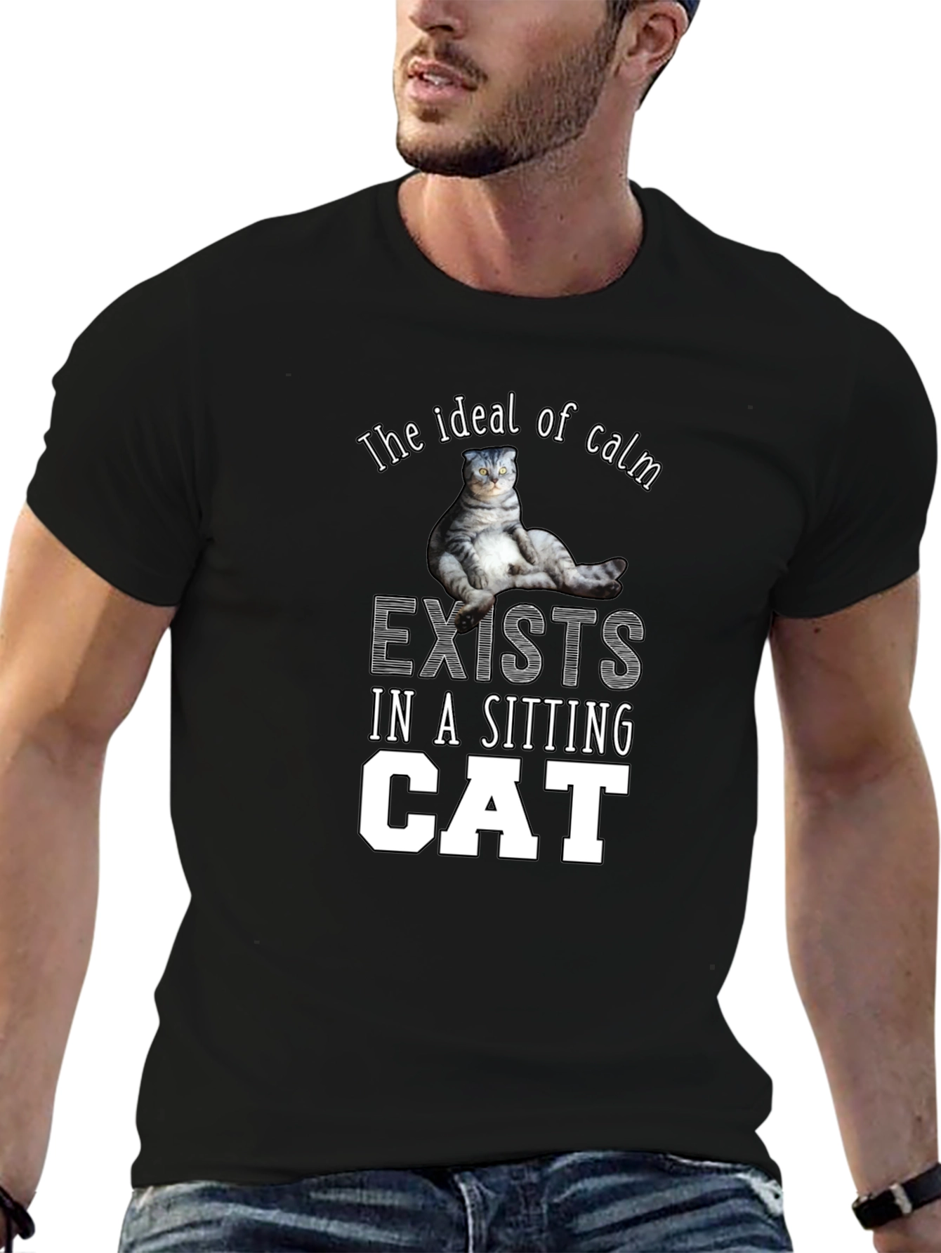 Ideal Calm Sitting Cat T-Shirt