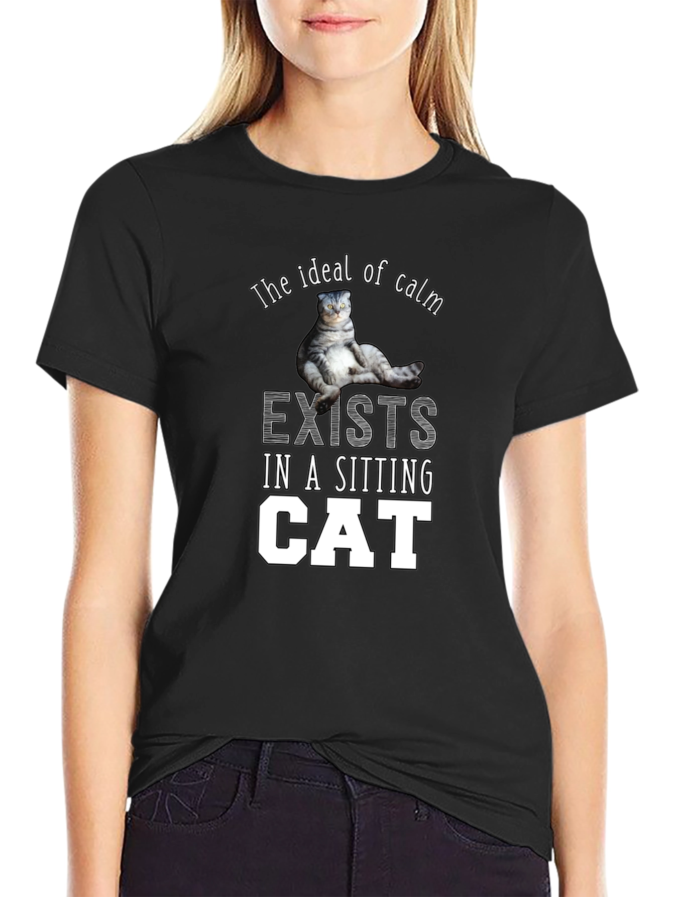 Ideal Calm Sitting Cat T-Shirt