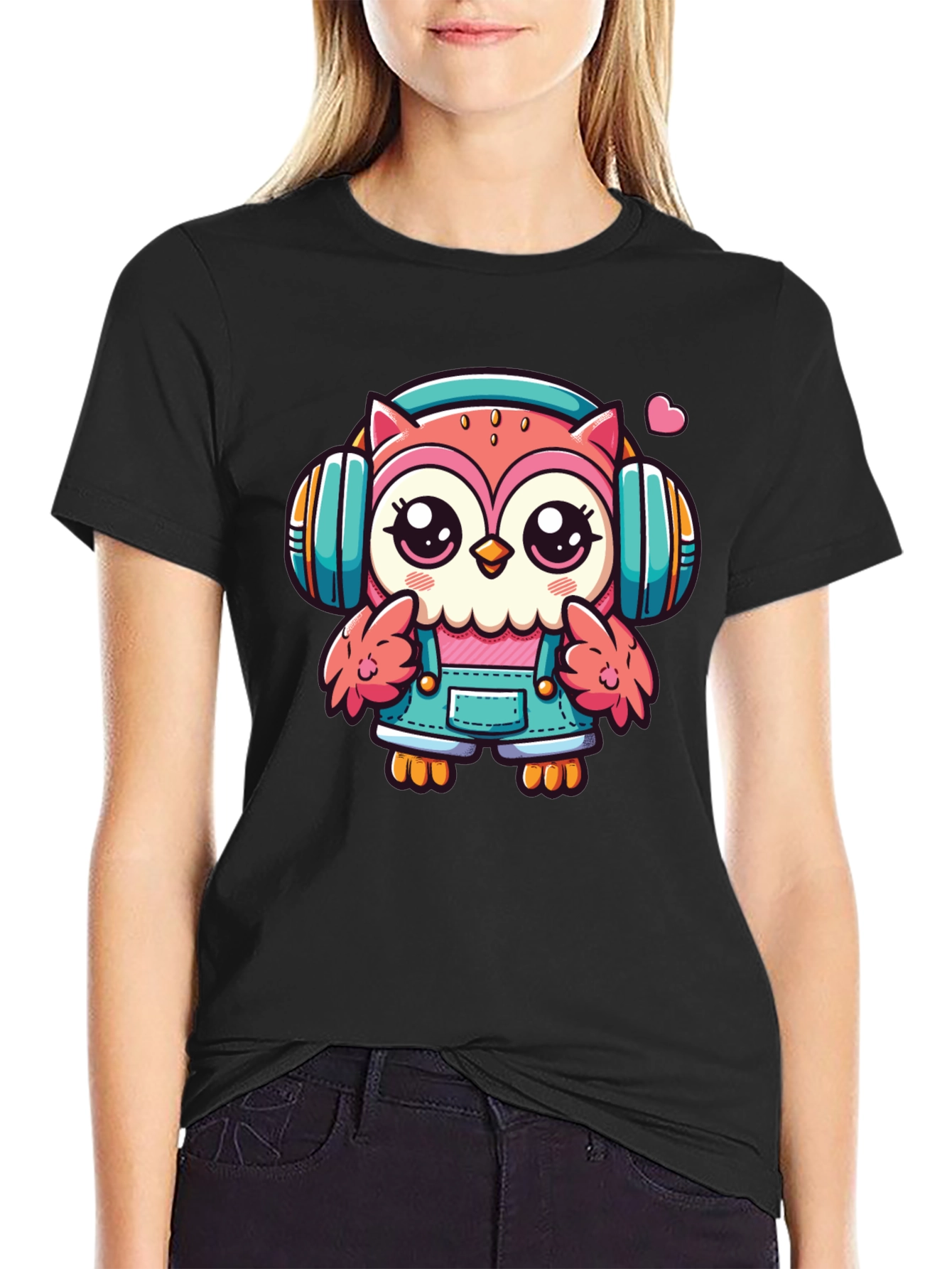 Owl DJ T-Shirt: Cute Cartoon Animal Tee