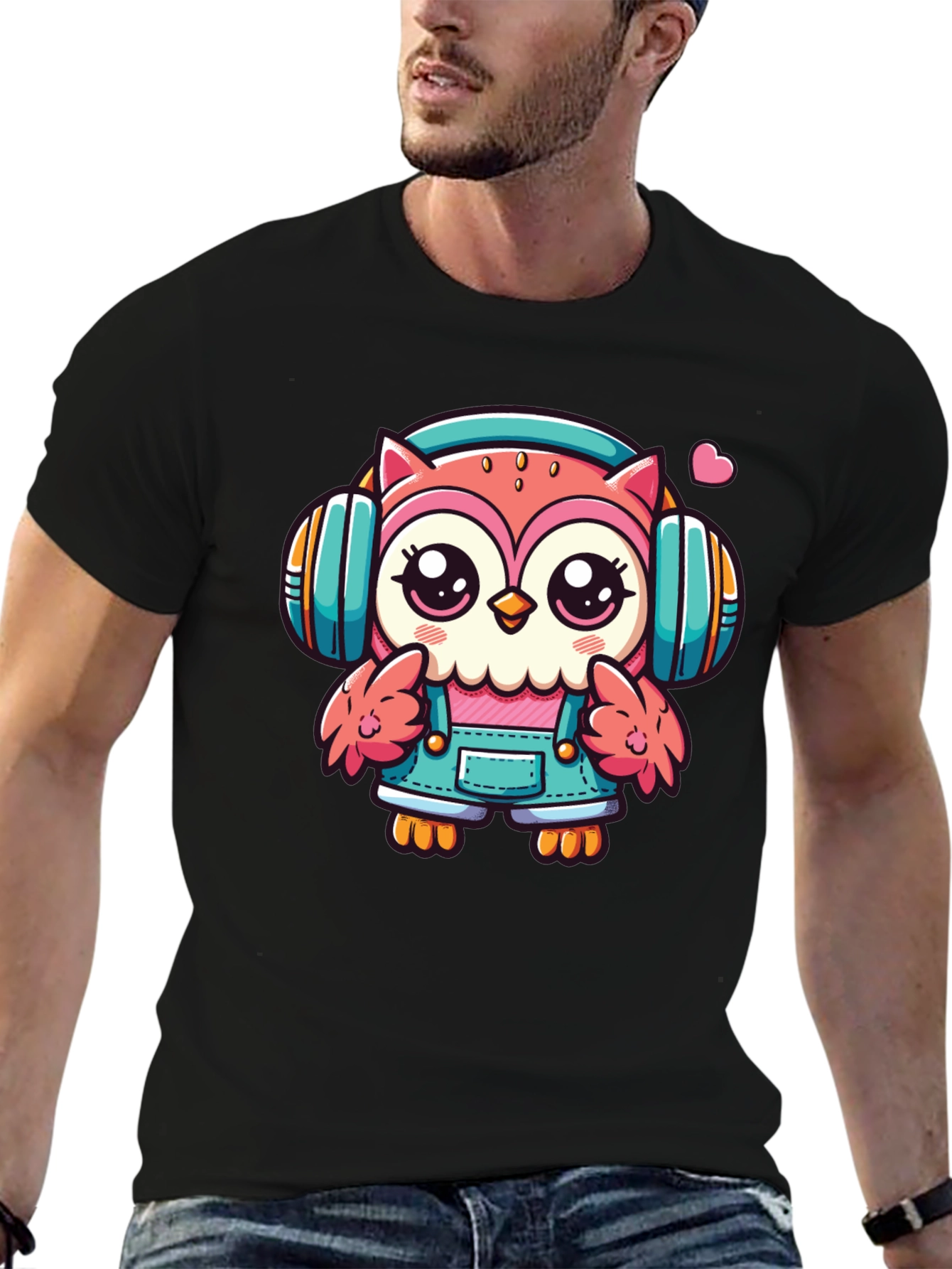 Owl DJ T-Shirt: Cute Cartoon Animal Tee