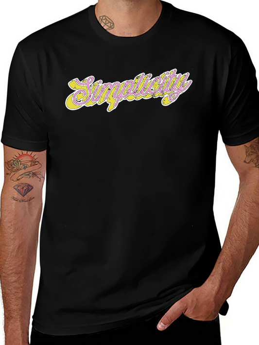 Simplicity Graphic Tee - Stylish Black Cotton Blend Shirt