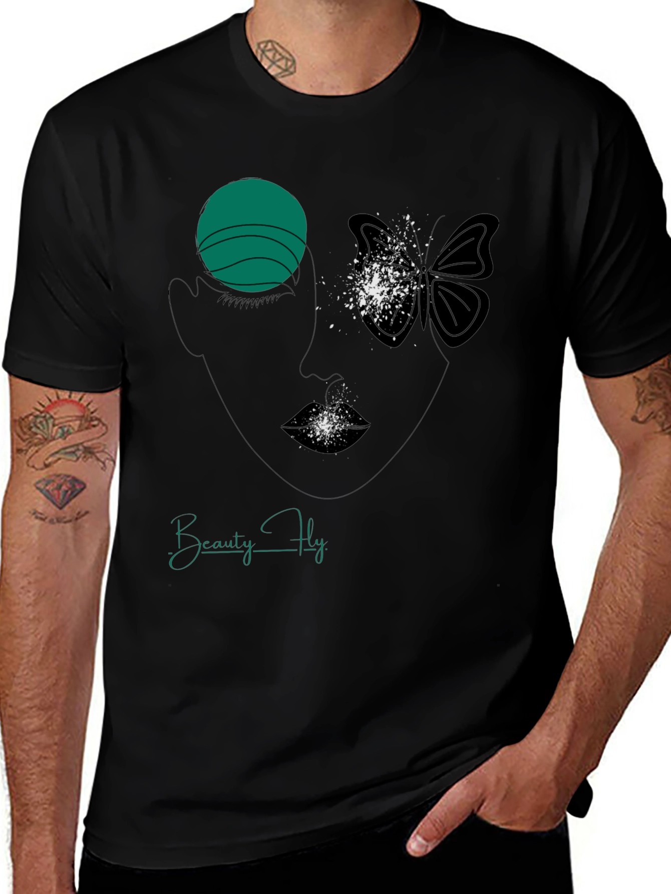 Beauty Fly Graphic T-Shirt - Stylish Face Butterfly Design