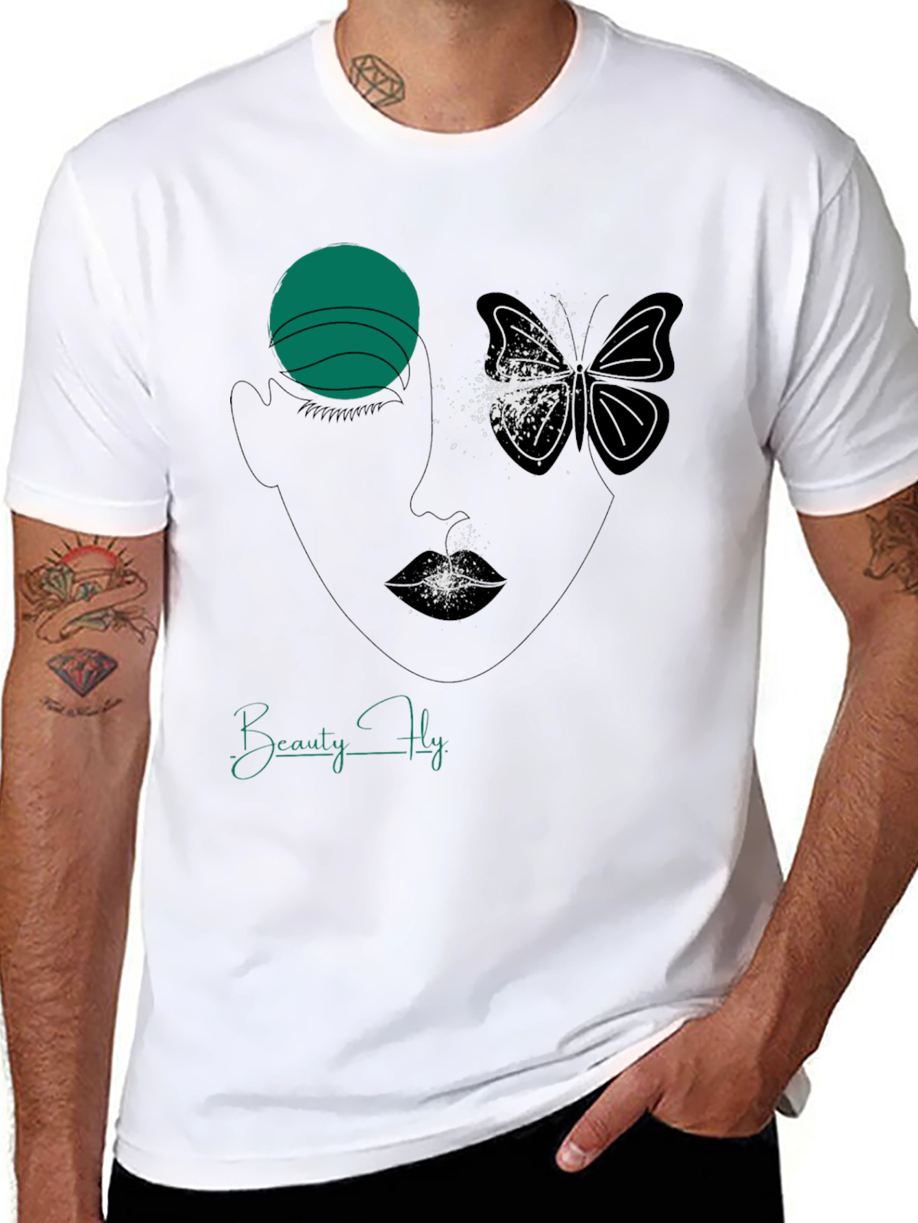 Beauty Fly Graphic T-Shirt - Stylish Face Butterfly Design