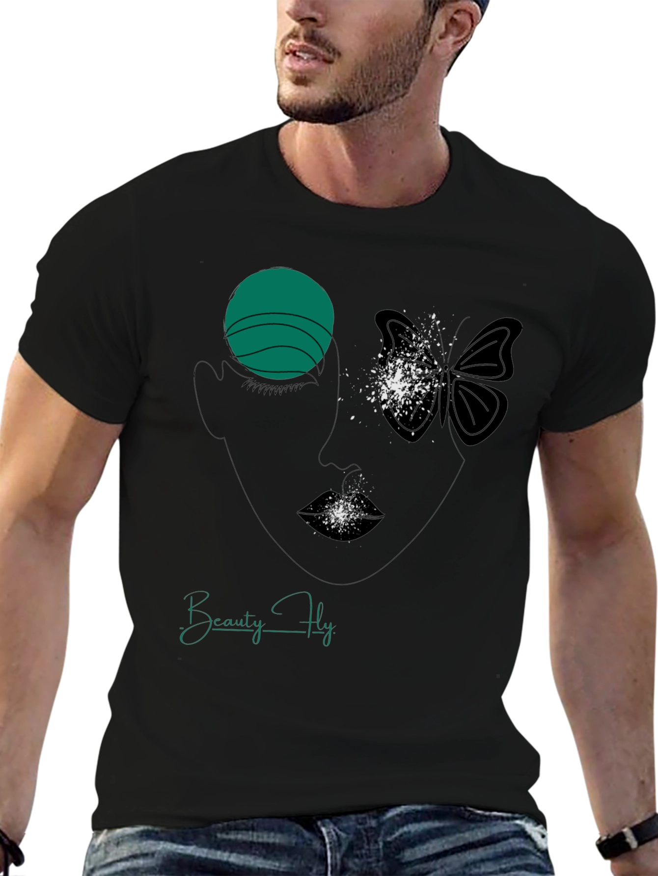 Beauty Fly Graphic T-Shirt - Stylish Face Butterfly Design
