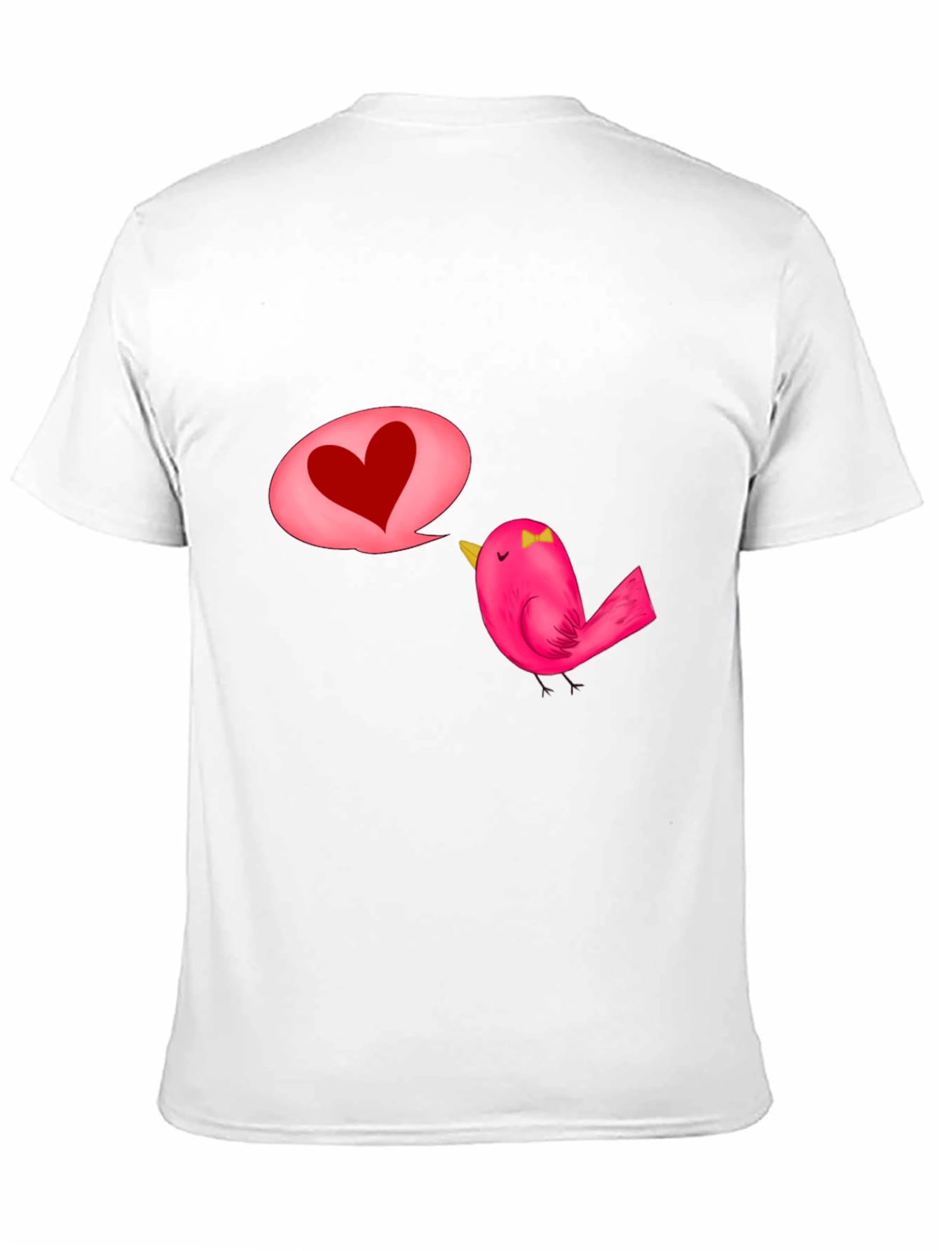 Black T-Shirt with Cute Bird and Heart